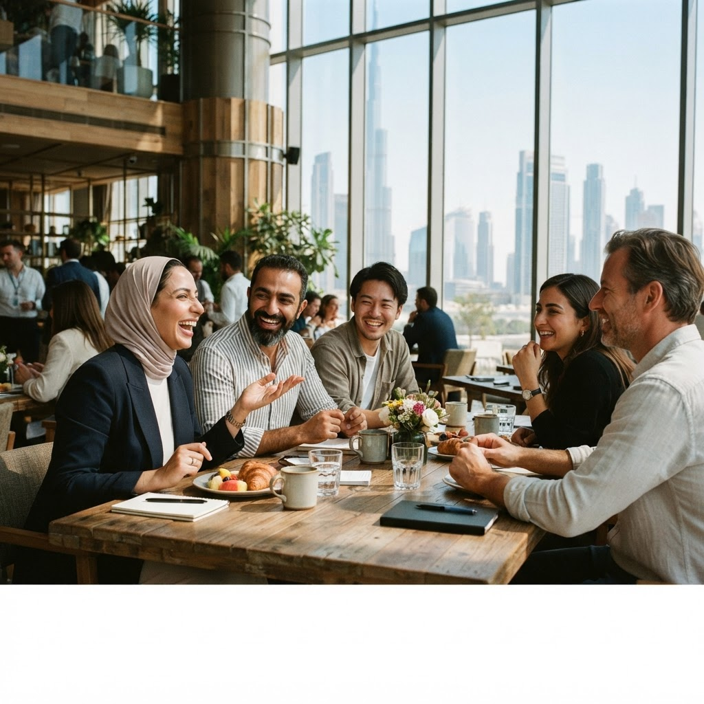Founders in conversation around a table at a SME10X breakfast